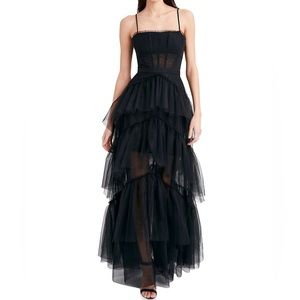 Sheer Tiered Ruffle Gown